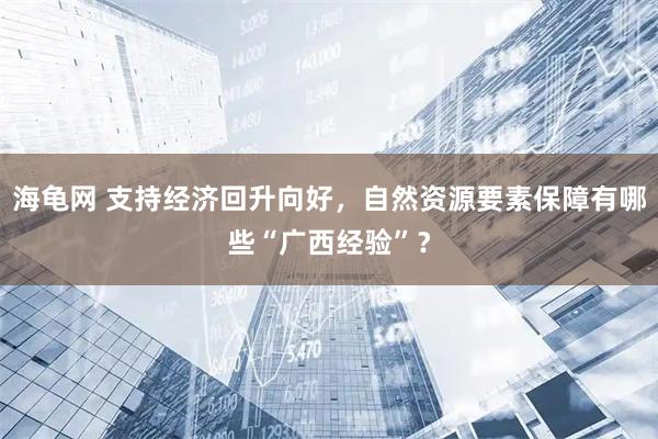 海龟网 支持经济回升向好，自然资源要素保障有哪些“广西经验”？